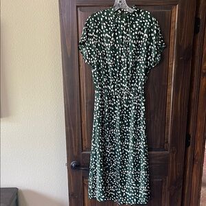SHEIN Dark Green Midi Dress with White Spot Print
